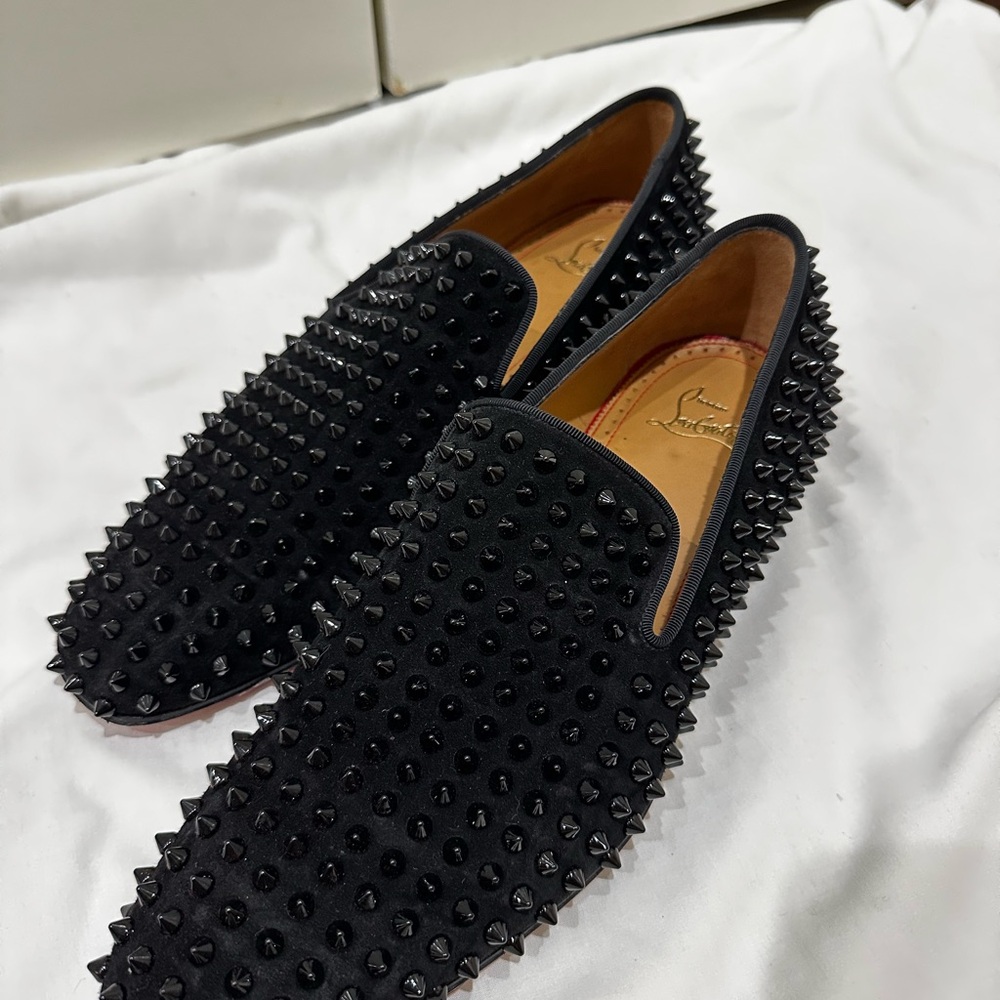 Christian Louboutin Black Spiked Loafers